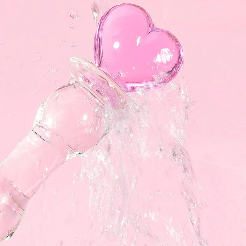 Glass Heart Dildo Wand