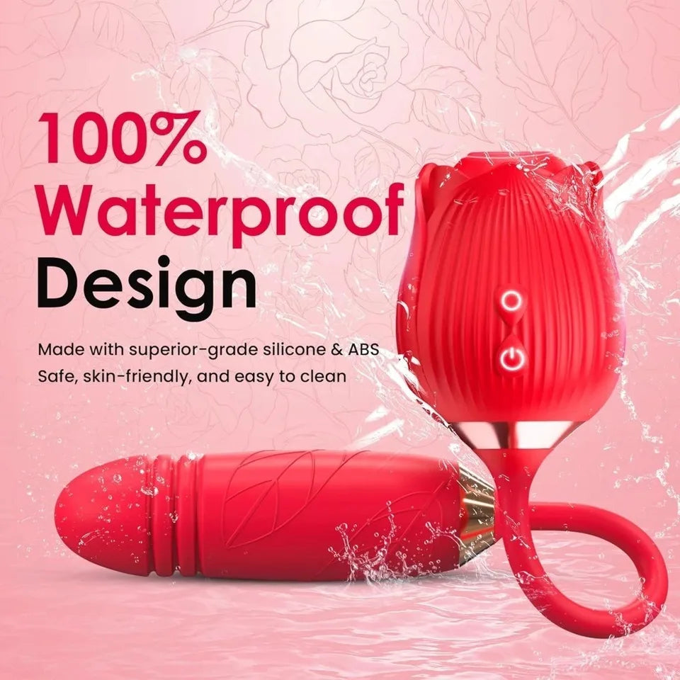 Rose Sucking Vibrator 2-in-1 Clitoral Suction Stimulator with Dildo vibrator