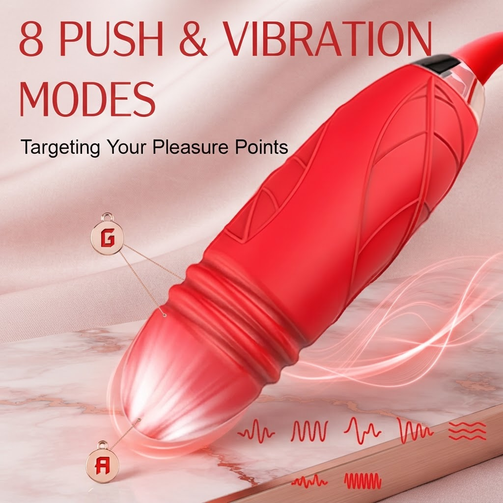 Rose Sucking Vibrator 2-in-1 Clitoral Suction Stimulator with Dildo vibrator