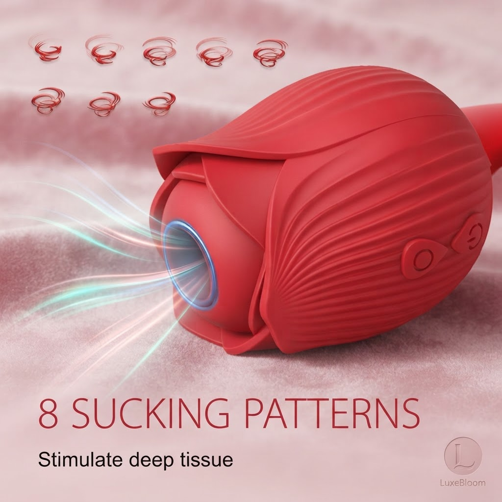 Rose Sucking Vibrator 2-in-1 Clitoral Suction Stimulator with Dildo vibrator