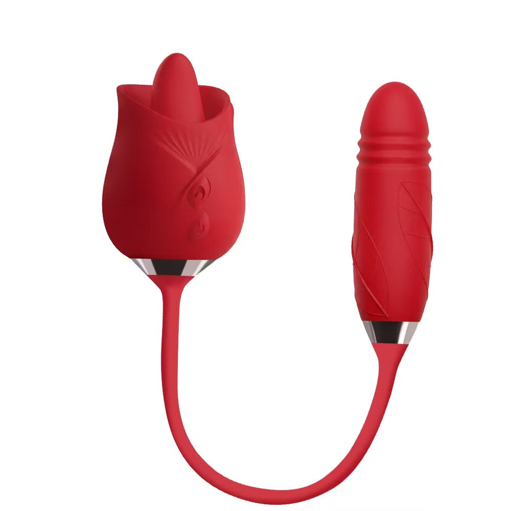 2-in-1 Rose — Thrusting & Clit Sucking Vibrator